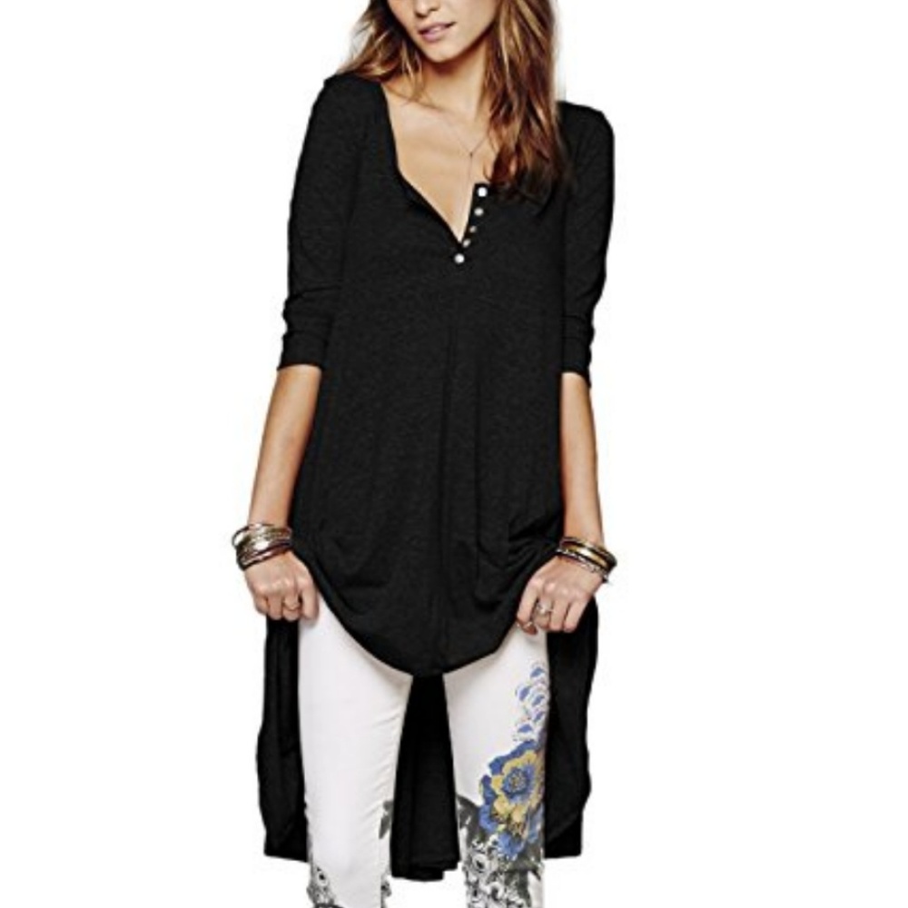 boho henley dress / tunic top - Picture 2 of 7